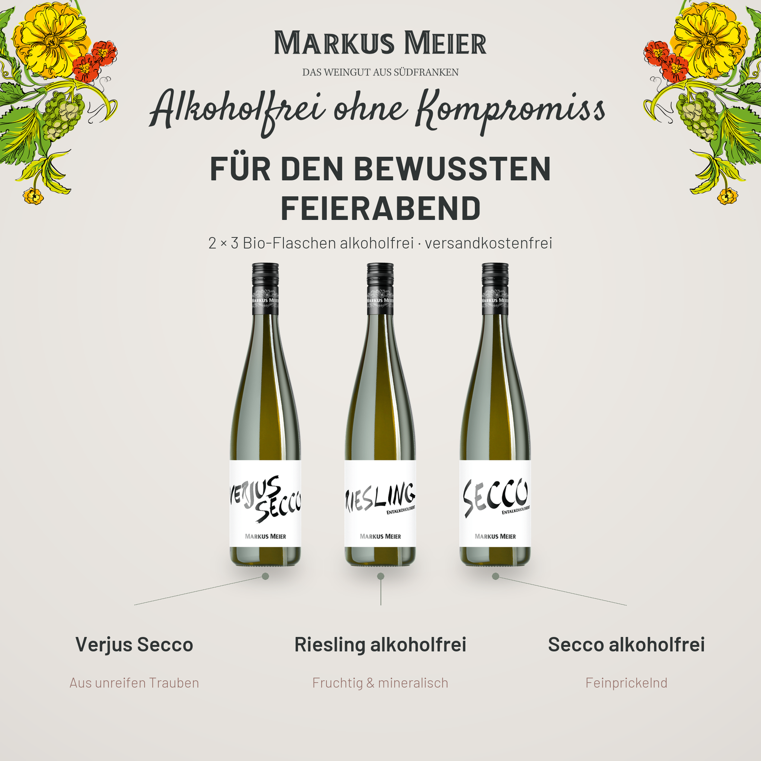 Alkoholfreipaket Easy — die enthaltenen Weine im Detail