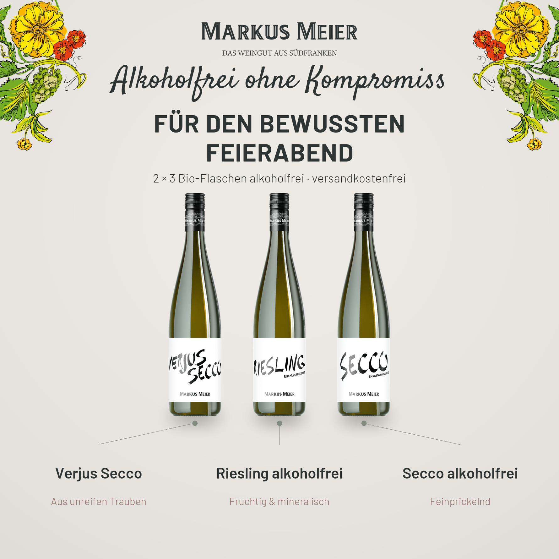 Alkoholfreipaket Easy — die enthaltenen Weine im Detail