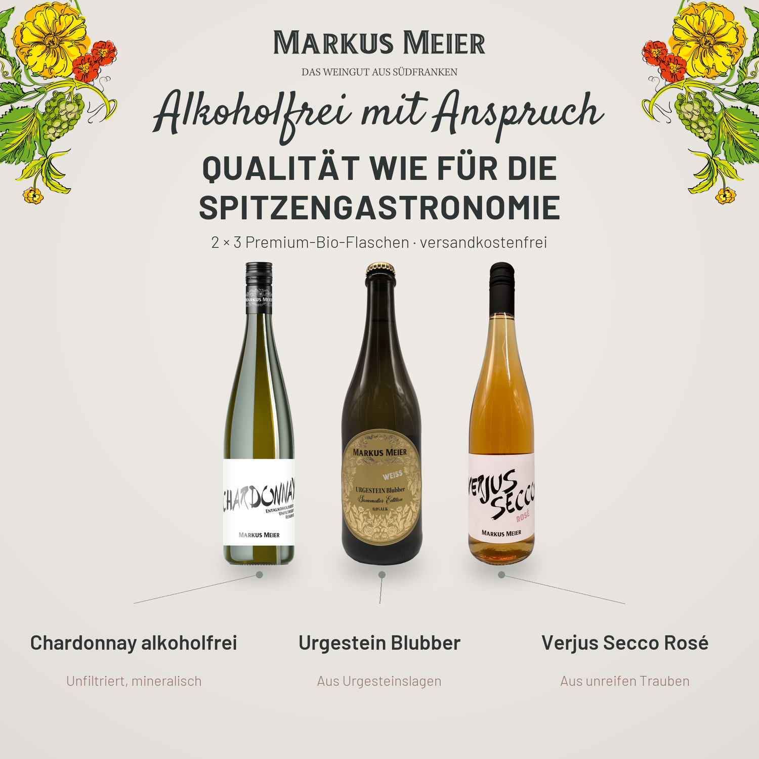 Alkoholfrei Paket Genießer — die enthaltenen Weine im Detail